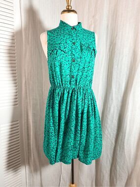 Isani Dress Size M Colorful Modern Mini Collared Green Coquette Boho Chic